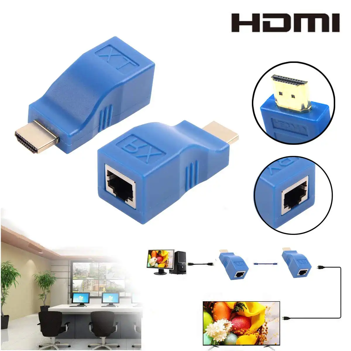 30M HDMI Extender: Buy HDMI to RJ45 Network Cable Converter Best Price in Sri Lanka for Online Shopping | ido.lk