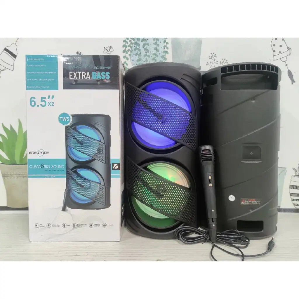 Portable Wireless Speaker with Wired Microphone GTS-1309: Buy Karaoke Bluetooth Speaker Best Price in Sri Lanka | ido.lk