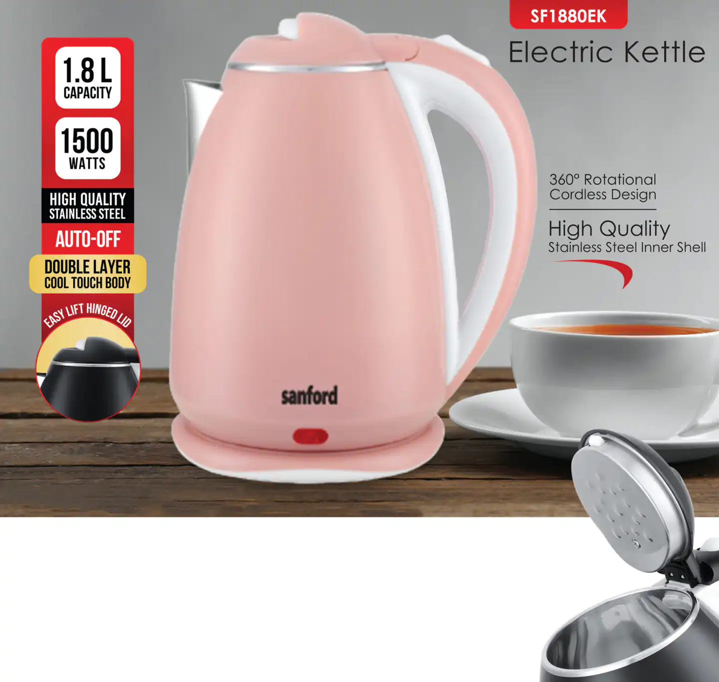 Sanford Electric Kettle 1.8 L Stainless Steel Double Layer Heater Jug: Sanford Electric Kettle 1.8 L Best Price in Sri Lanka | ido.lk