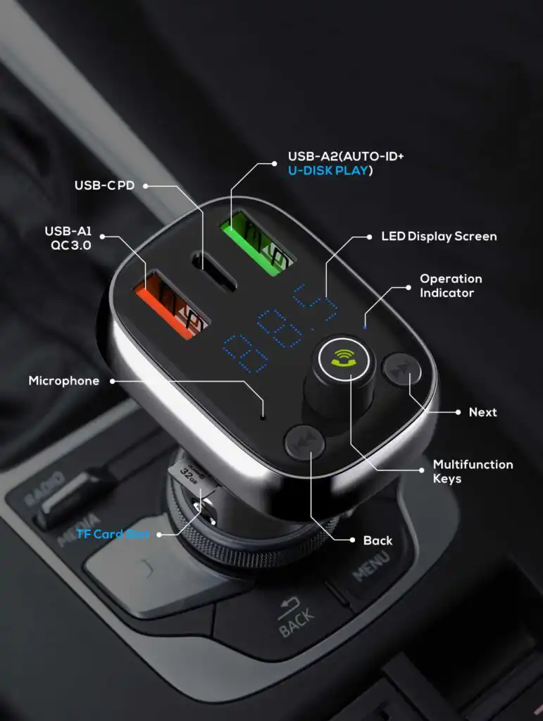 LDNIO Bluetooth FM Transmitter: LDNIO C704Q Universal Bluetooth FM transmitter and car charger Best Price in Sri Lanka