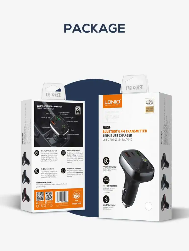 LDNIO Bluetooth FM Transmitter: LDNIO C704Q Universal Bluetooth FM transmitter and car charger Best Price in Sri Lanka