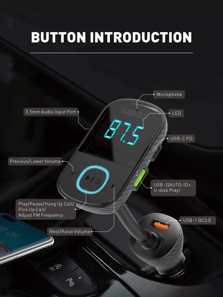 LDNIO Car FM Transmitter Bluetooth: Buy car FM Modulator Best Price in Sri Lanka For Online Shopping | ido.lk