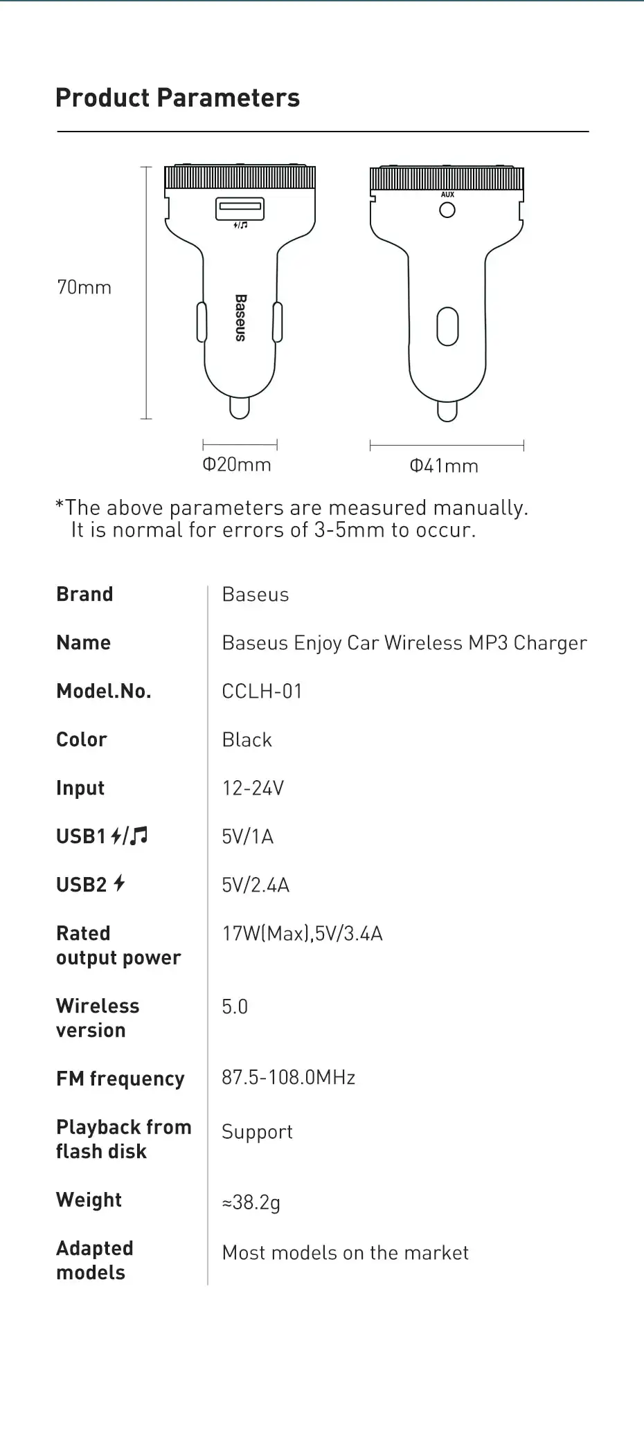 Baseus FM Transmitter Car Bluetooth 5.0 Music Adapter: Buy Car FM Modulator Best Price in Sri Lanka for online Shopping | ido.lk