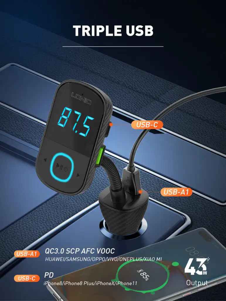 LDNIO Car FM Transmitter Bluetooth: Buy car FM Modulator Best Price in Sri Lanka For Online Shopping | ido.lk