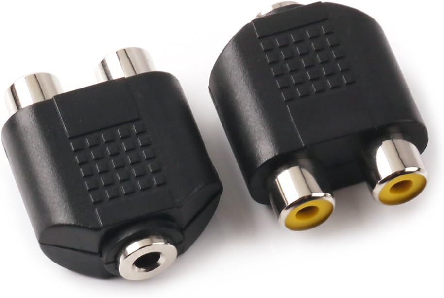 CableStop 3.5mm Mono Jack Plug To RCA Phono Female Adapter - 5-Pack