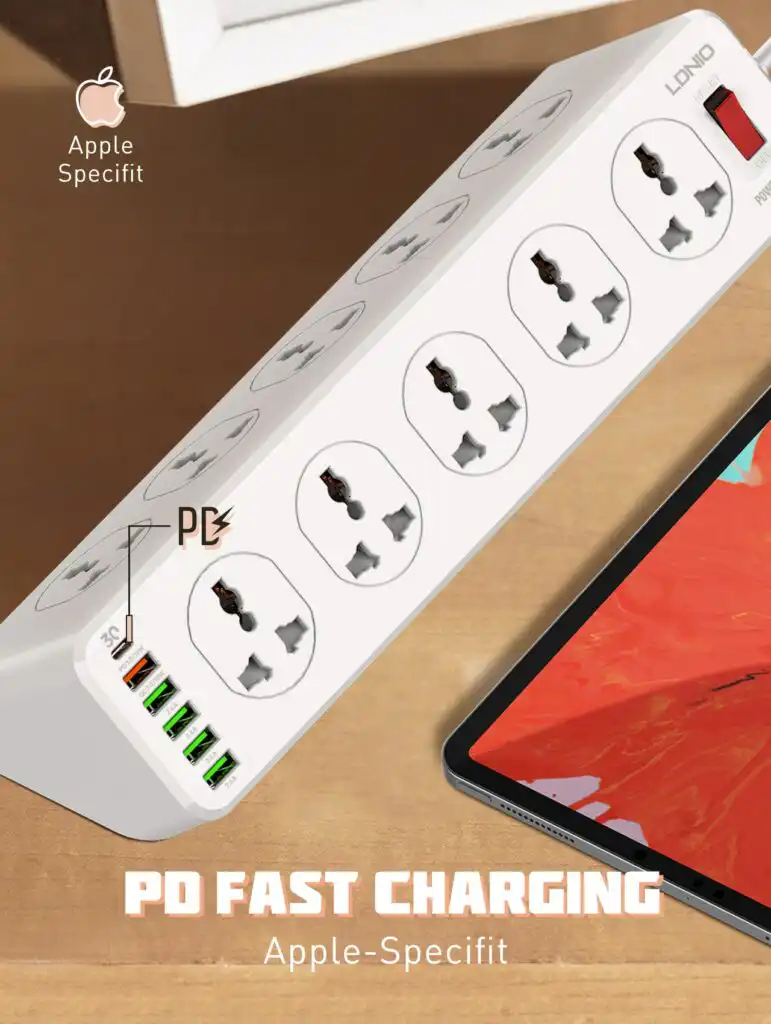 LDNIO Power Extension 10 Socket TYPE-C PD QC3.0 6 USB PORTS: Buy LDNIO Power Extension 10 Socket Best Price in Sri Lanka | ido.lk