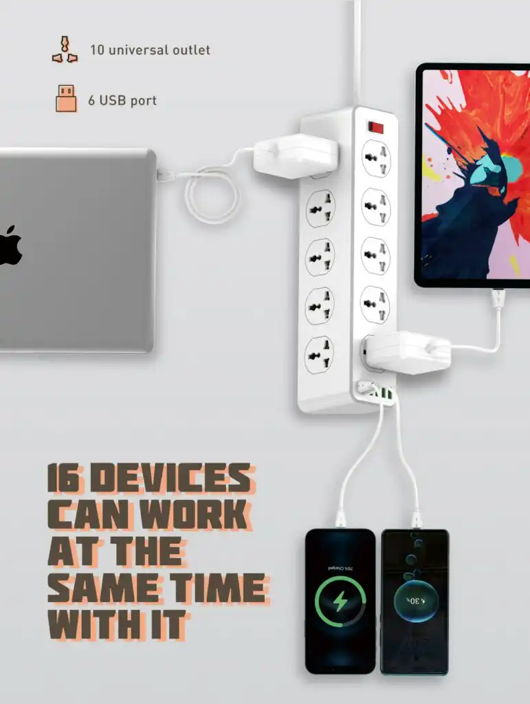 LDNIO Power Extension 10 Socket TYPE-C PD QC3.0 6 USB PORTS: Buy LDNIO Power Extension 10 Socket Best Price in Sri Lanka | ido.lk