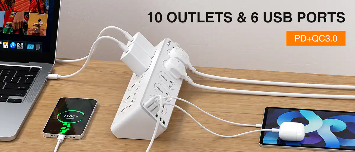 LDNIO Power Extension 10 Socket TYPE-C PD QC3.0 6 USB PORTS: Buy LDNIO Power Extension 10 Socket Best Price in Sri Lanka | ido.lk