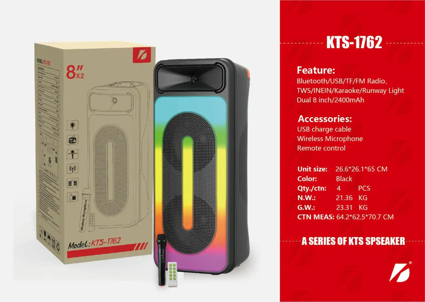 Karaoke Portable Party Speaker with Wireless Mic KTS 1762: Buy Karaoke Portable Party Speaker Best Price in Sri Lanka | ido.lk