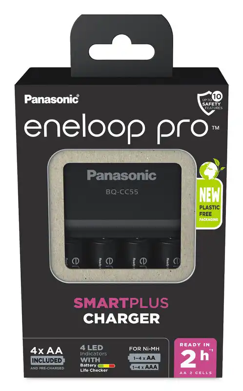 Panasonic Eneloop Pro Charger with 4 Rechargeable Batteries BQ-CC55: Panasonic Eneloop Pro Charger Best Price in Sri Lanka | ido.lk