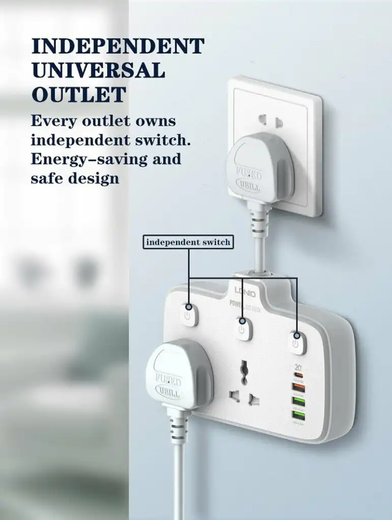Ldnio PD & QC3.0 2 Outlets Power Socket SC2413: Buy Ldnio Power Socket SC2413 Best Price in Sri Lanka | ido.LK