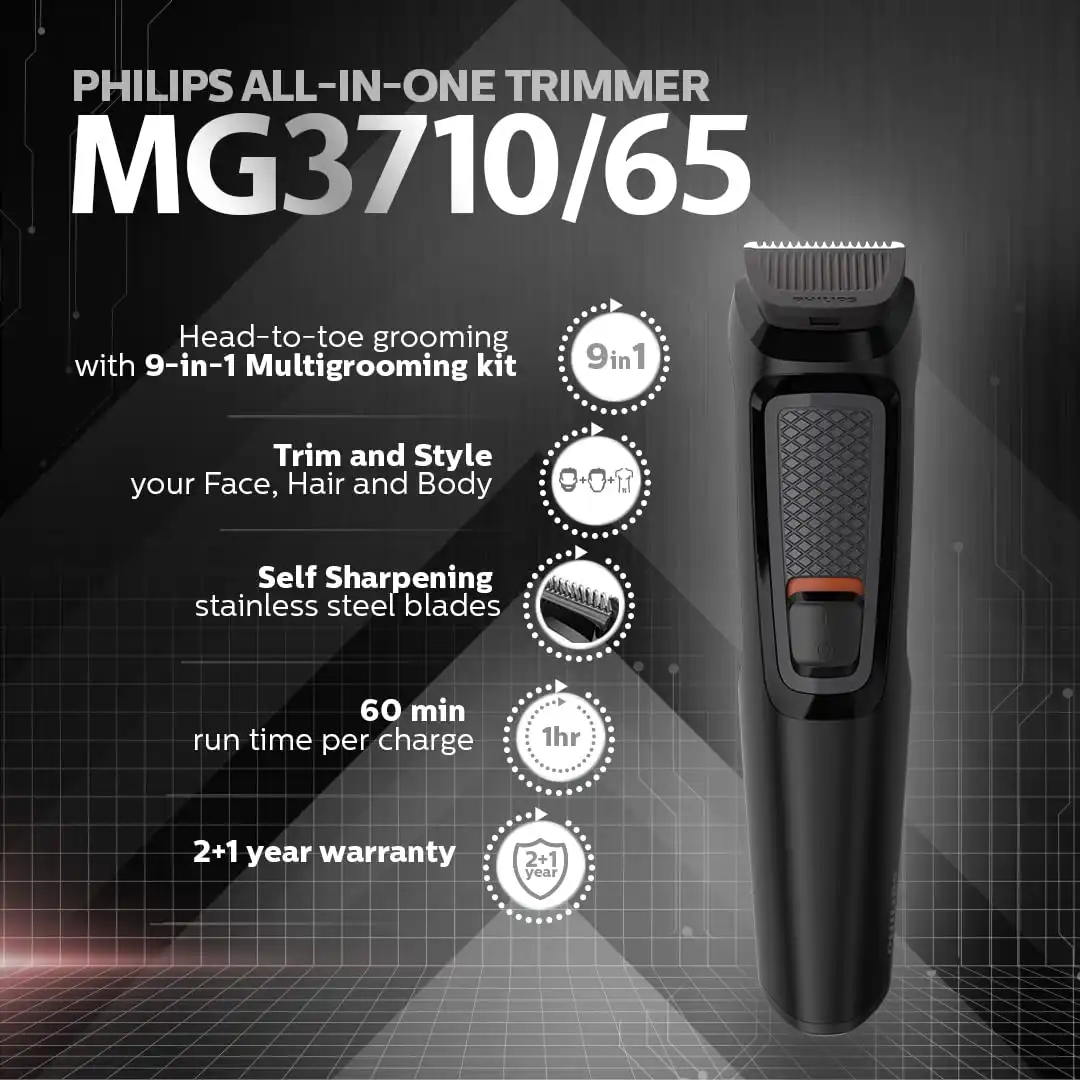 Philips 9 in 1 Trimmer Series 3000 Multi Grooming Kit MG3710/65: Philips 9 in 1 Trimmer Series 3000 in Sri Lanka | ido.lk