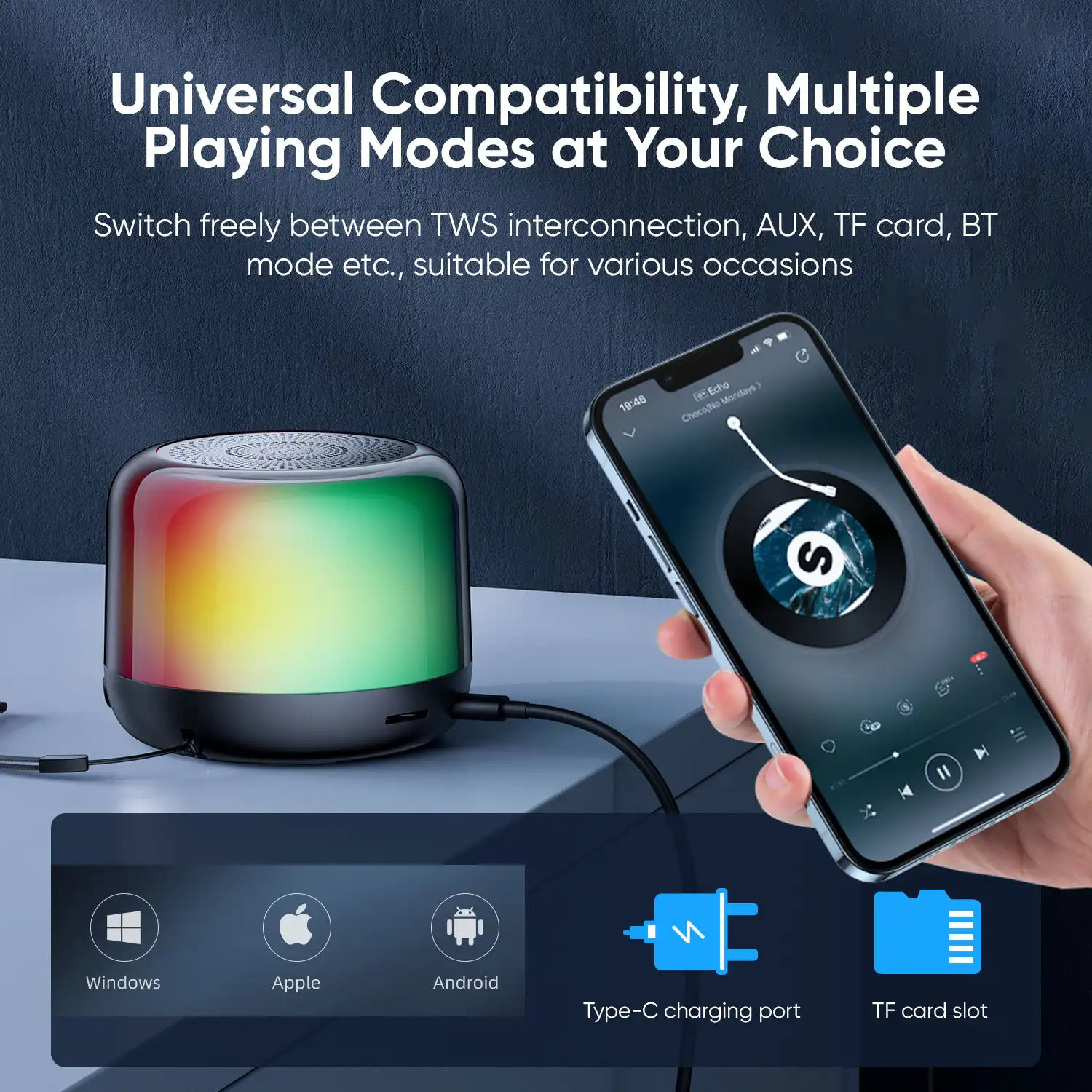Joyroom Bluetooth Wireless Speaker JR-ML03 with RGB Light: Buy Joyroom Bluetooth Wireless Speaker in Sri Lanka | ido.lk