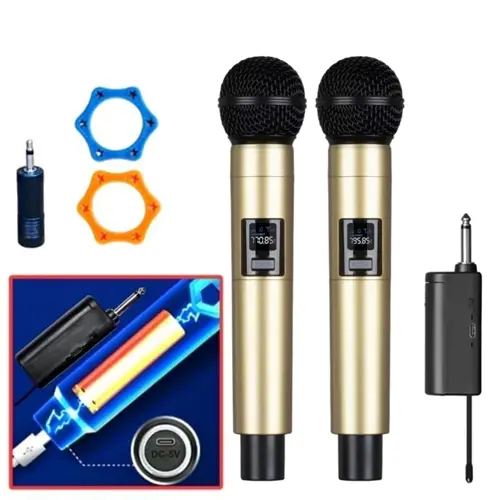 Wireless Rechargeable Dual Mic Handheld Microphone Sri Lanka | ido.lk