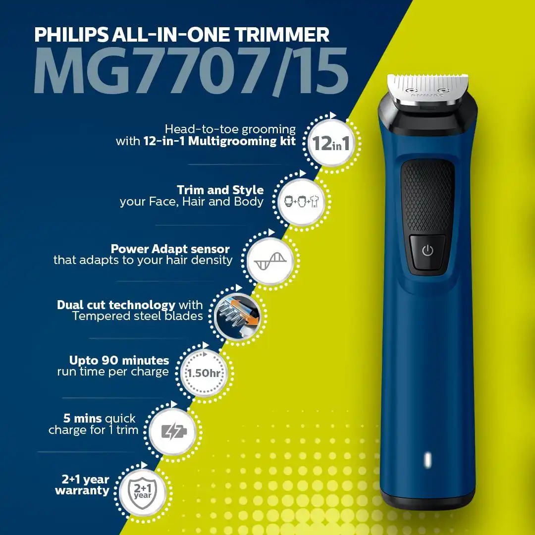 Philips 7000 Series Trimmer: Philips 7000 Series 12 in 1 Trimmer Multi Grooming Kit MG7707/15 in Sri Lanka | ido.lk