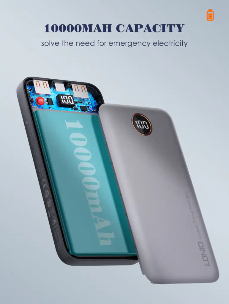 LDNIO PQ10 10000mAh Power Bank Ultra Slim Led Digital Display: LDNIO PQ10 10000mAh Power Bank in Sri Lanka | ido.lk