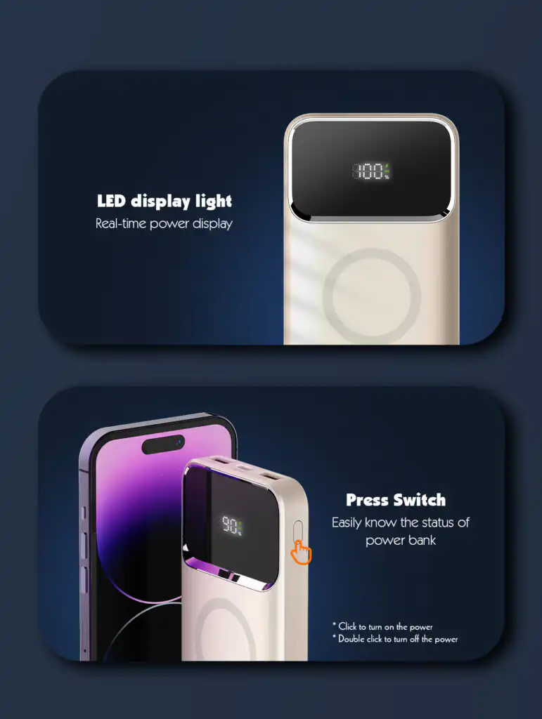 LDNIO 10000mAh Magnetic Wireless Power Bank PQ12: Buy LDNIO 10000mAh Magnetic Wireless Power Bank in Sri Lanka | ido.lk
