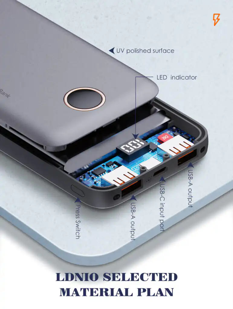 LDNIO PQ10 10000mAh Power Bank Ultra Slim Led Digital Display: LDNIO PQ10 10000mAh Power Bank in Sri Lanka | ido.lk