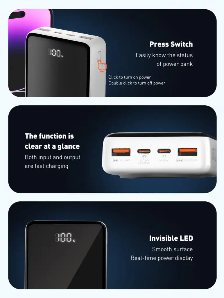 LDNIO 20000mAh Wireless Power Bank PQ18 5A 22.5W: Buy LDNIO 20000mAh Wireless Power Bank in Sri Lanak | ido.lk