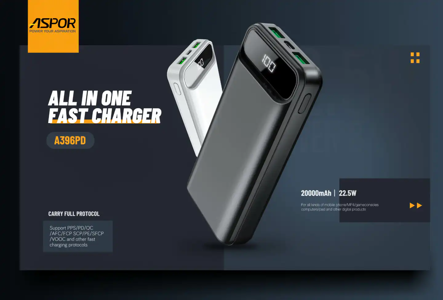 Aspor 20000mAh Power Bank A396 with 22.5W PD Charging: Buy Aspor 20000mAh Power Bank A396 in Sri Lanka | ido.lk