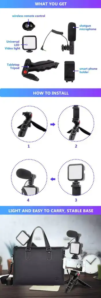 Video Making Vlog Tripod Kit with Mic and Light: Video Making Vlog Tripod Kit Best Price in Sri Lanka | ido.lk