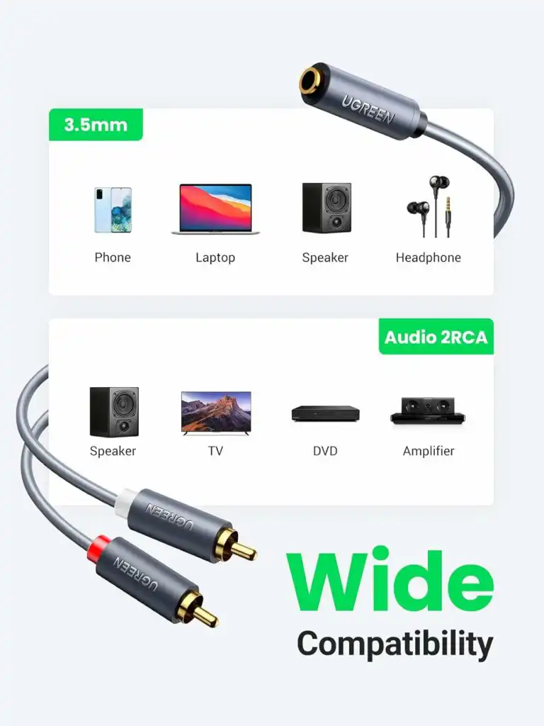 Ugreen 3.5mm Female to 2RCA Male Audio Cable 1M: Buy Ugreen 3.5mm Female to 2RCA Male Audio Cable in Sri Lanka | ido.lk