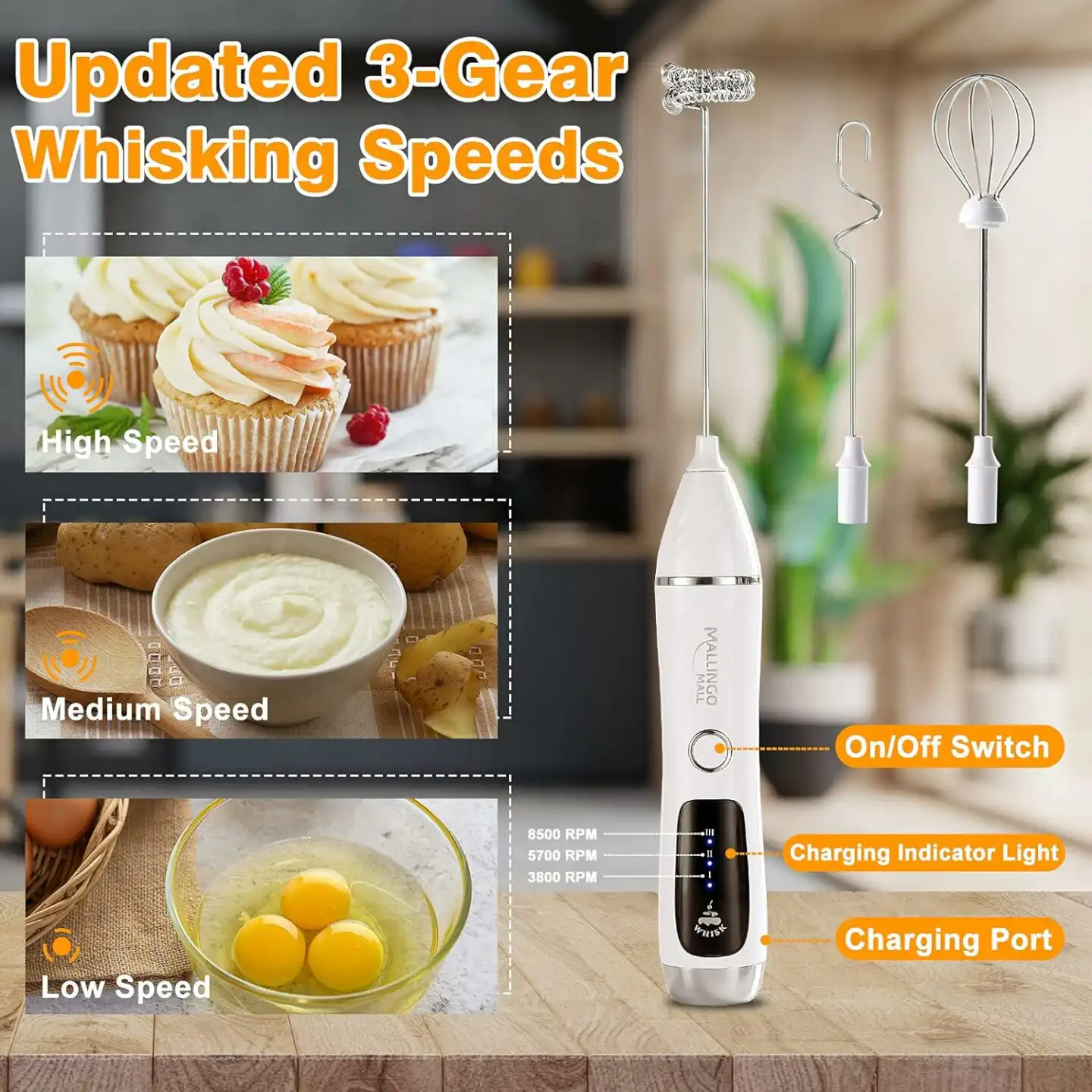 Rechargeable Handheld Milk Frother Stainless Steel Electric Whisk: Buy Rechargeable Handheld Milk Frother in Sri Lanka | ido.lk 