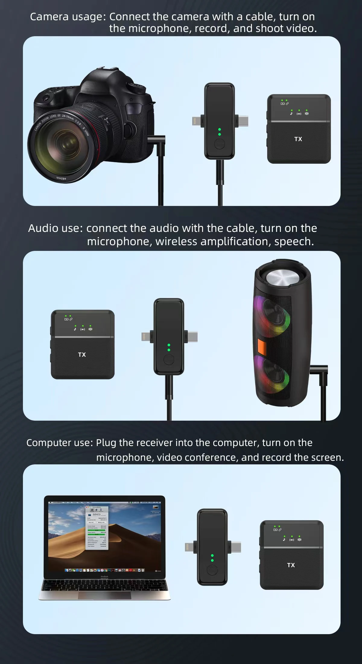 SX31 Wireless Dual Microphone for iPhone Type C Devices and 3.5mm: Buy SX31 Wireless Dual Microphone in Sri Lanka | ido.lk