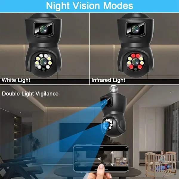 Dual Lens Bulb WiFi PTZ Camera V380 Pro Best Price in Sri Lanka | ido.lk