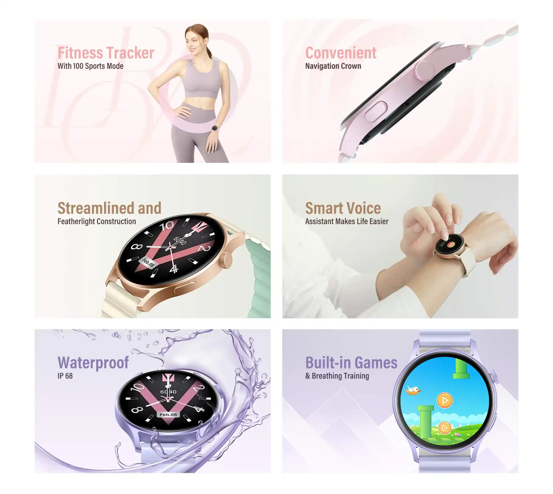 Kieslect LORA 2 Ladies Smart Watch Gold in Sri Lanka | ido.lk