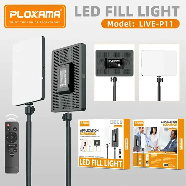LED Fill Light Panel Video Light with Stand Plokama LIVE-P11 in Sri Lanka | ido.lk