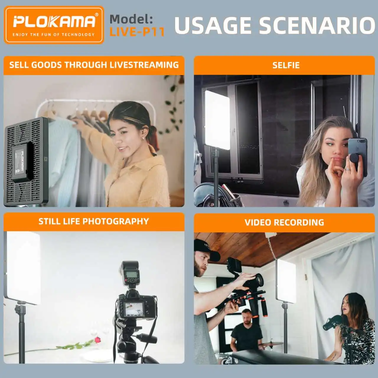 LED Fill Light Panel Video Light with Stand Plokama LIVE-P11 in Sri Lanka | ido.lk
