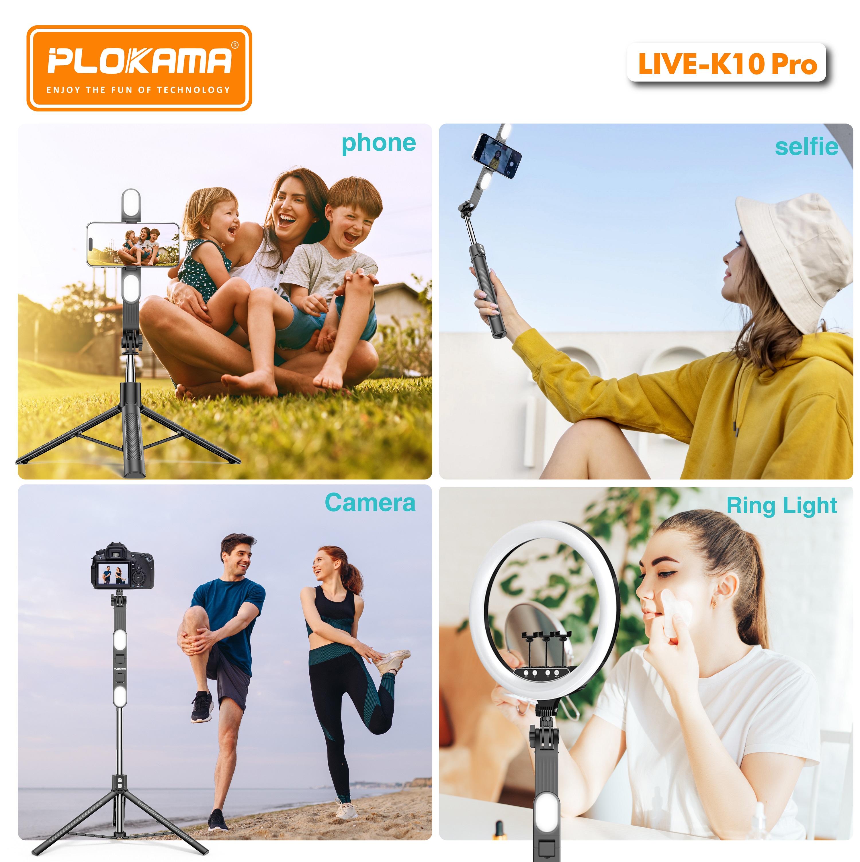 Tripod Stand Bluetooth Selfie Stick PLOKAMA Live K-10 Pro in Sri Lanka | ido.lk