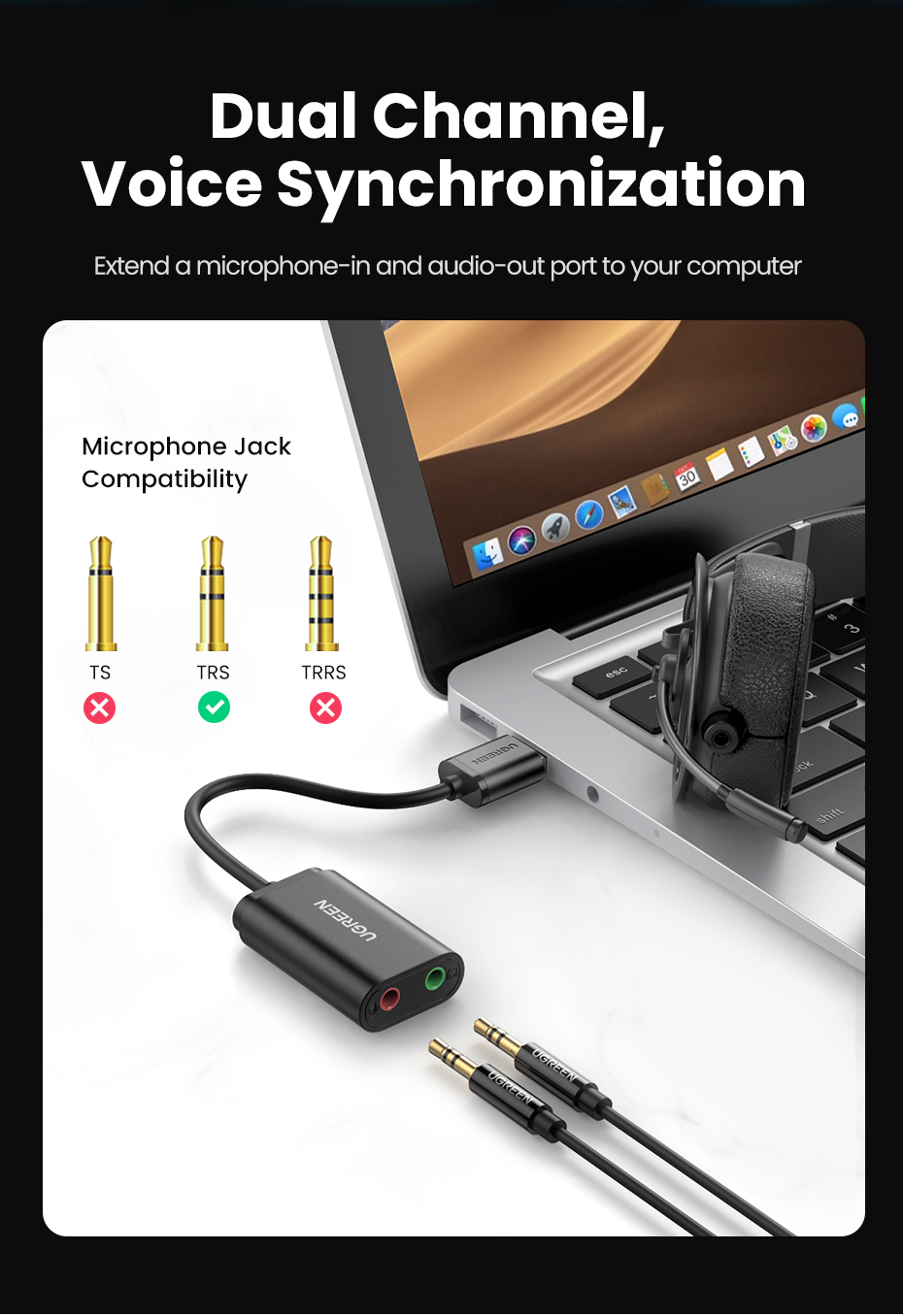 UGREEN USB External Stereo Sound Card 3.5mm Headphone Microphone Jack in Sri Lanka | ido.lk