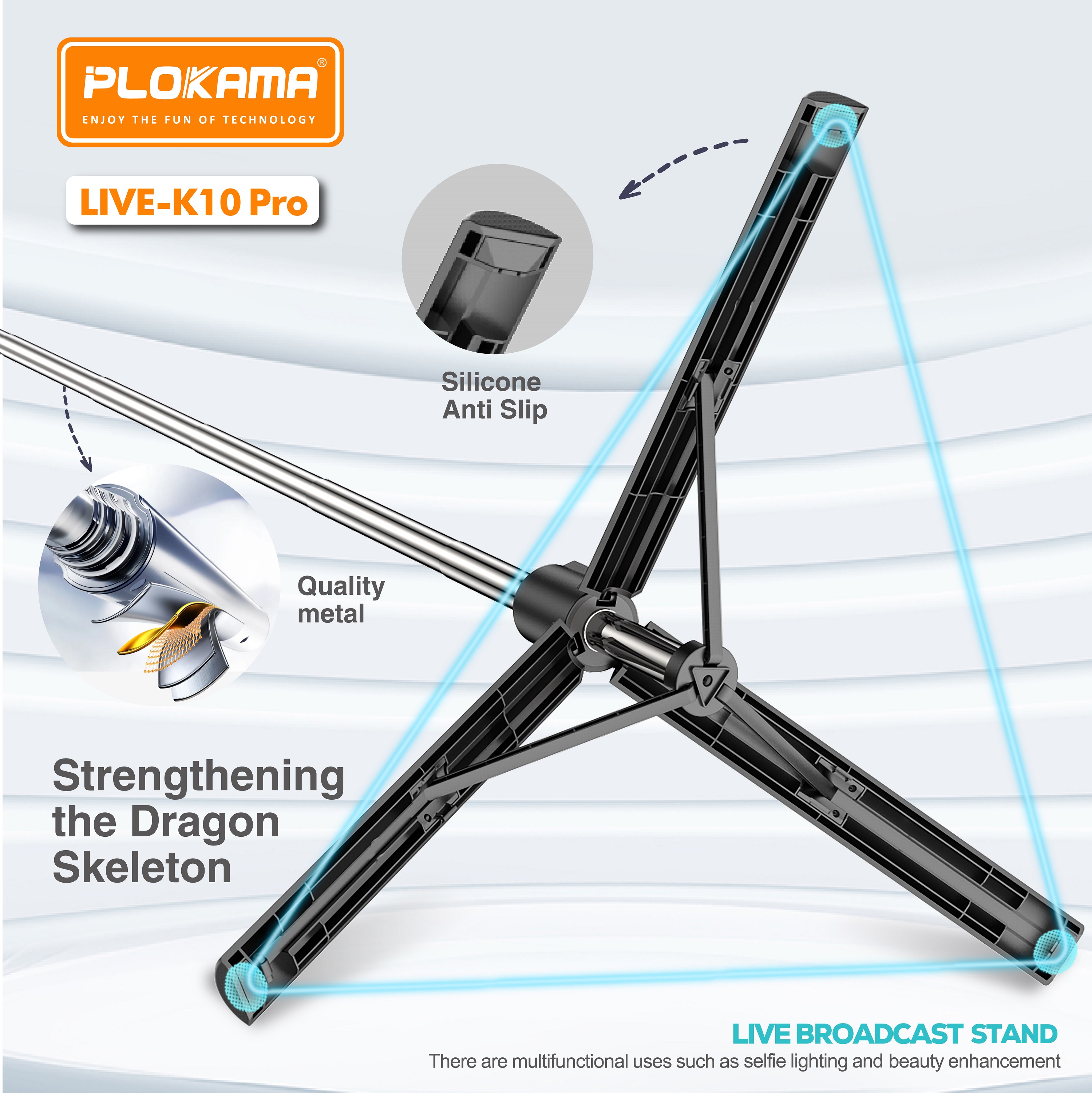 Tripod Stand Bluetooth Selfie Stick PLOKAMA Live K-10 Pro in Sri Lanka | ido.lk