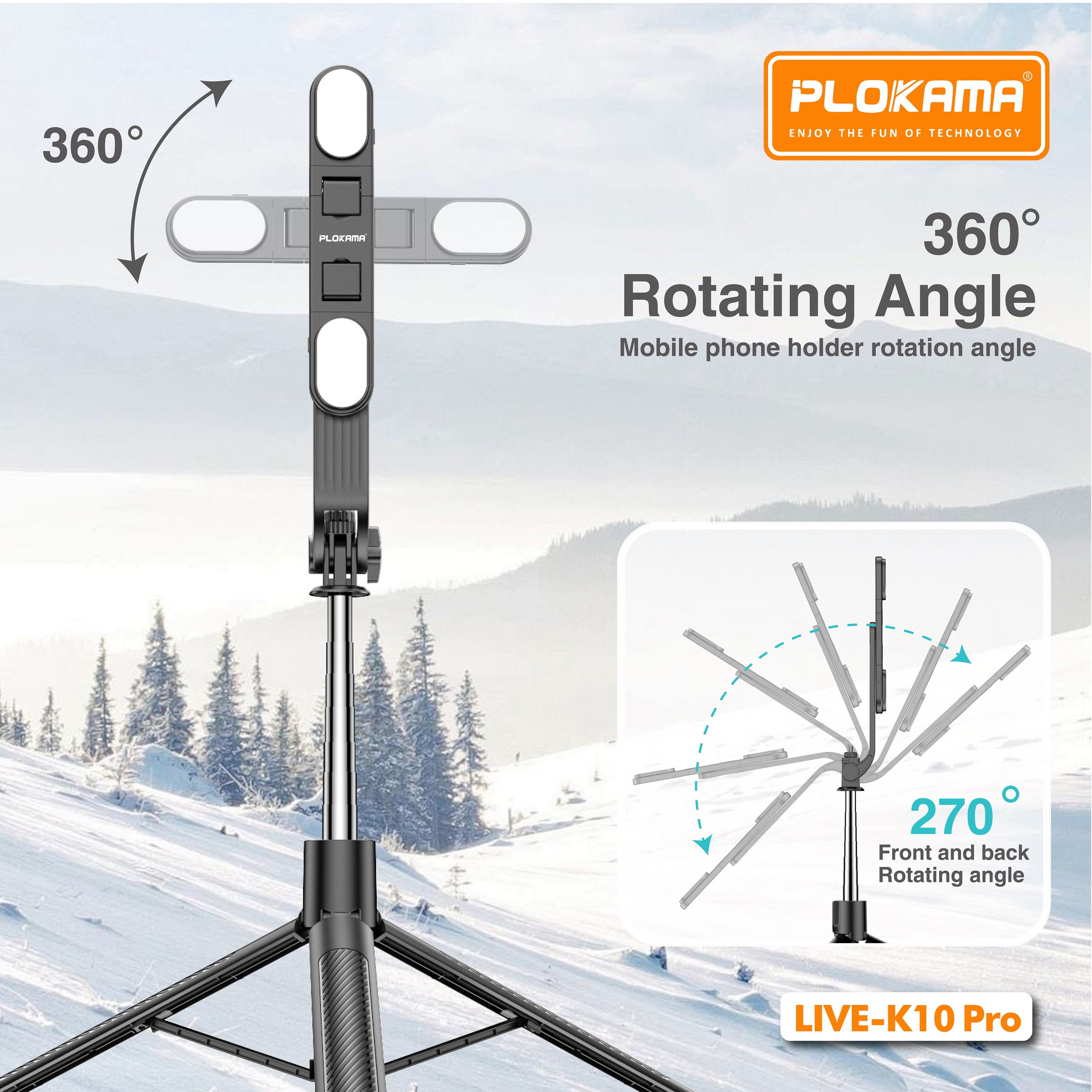 Tripod Stand Bluetooth Selfie Stick PLOKAMA Live K-10 Pro in Sri Lanka | ido.lk