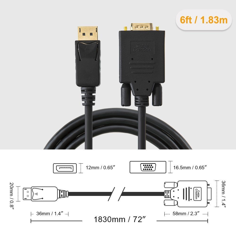 DisplayPort to VGA Cable for Convert DP Male to VGA Male 1.5M in Sri Lanka | ido.lk