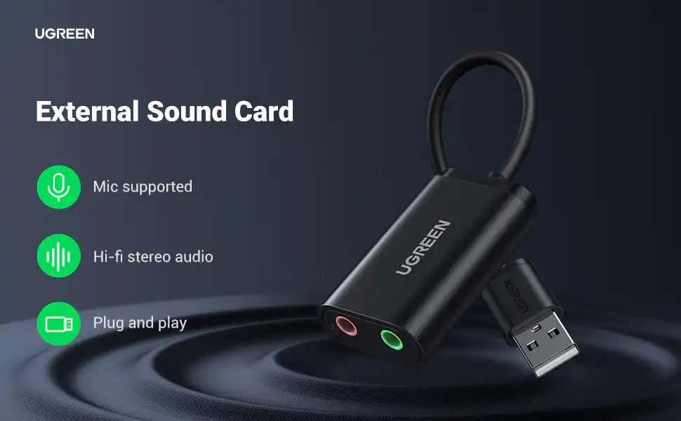 UGREEN USB External Stereo Sound Card 3.5mm Headphone Microphone Jack in Sri Lanka | ido.lk