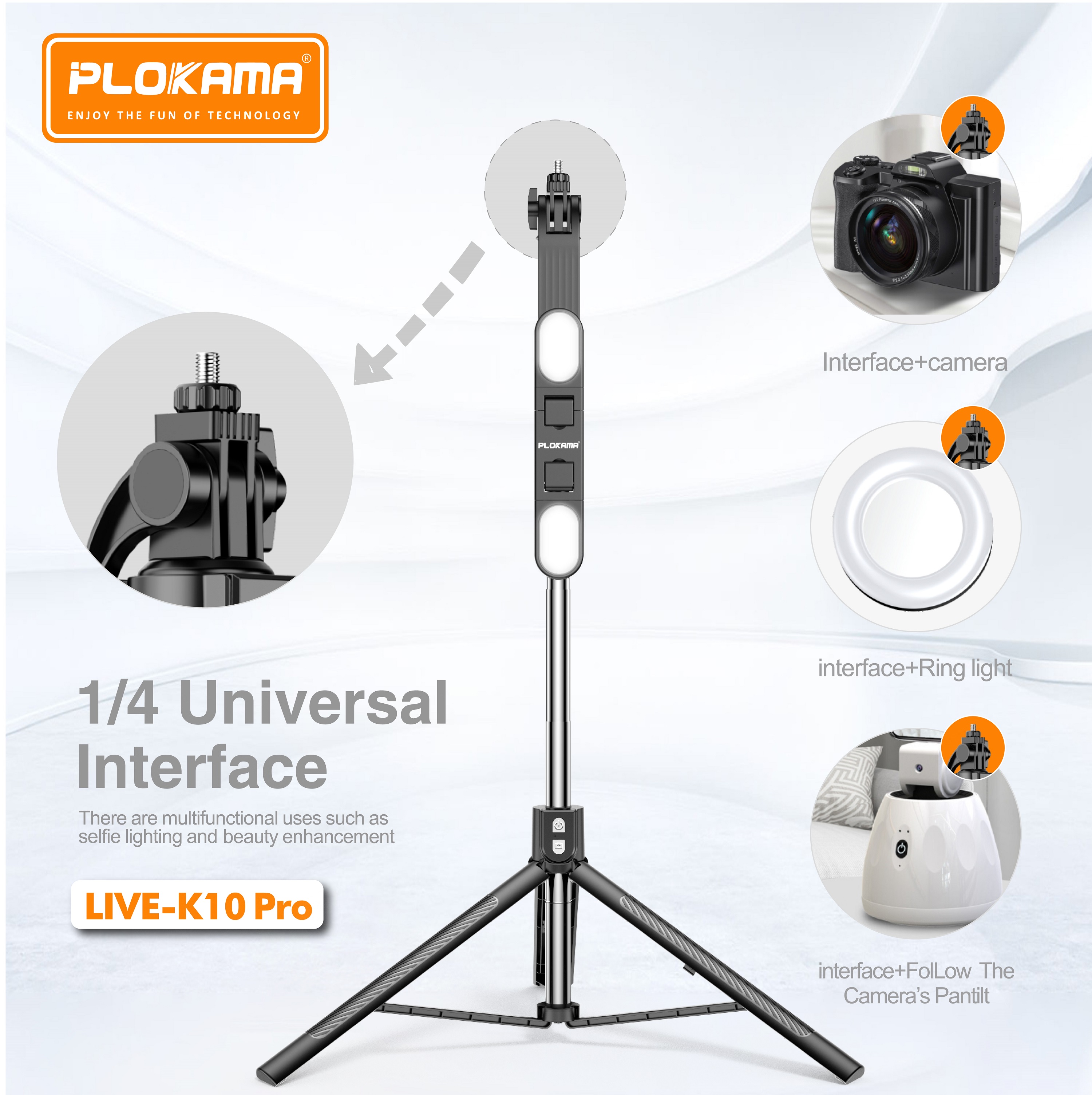 Tripod Stand Bluetooth Selfie Stick PLOKAMA Live K-10 Pro in Sri Lanka | ido.lk