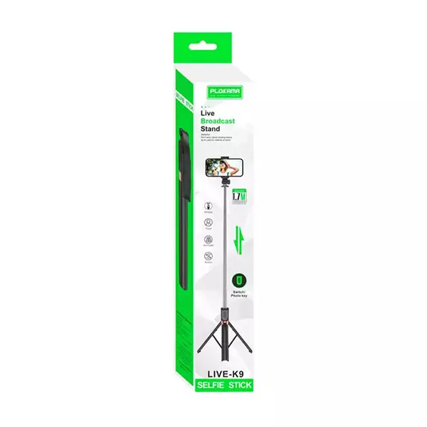 Bluetooth Selfie Stick with Remote Control PLOKAMA Live-K9 1.7M @ ido.lk