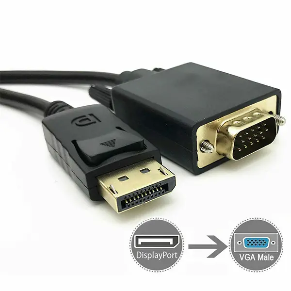 DisplayPort to VGA Cable for Convert DP Male to VGA Male 1.5M @ido.lk