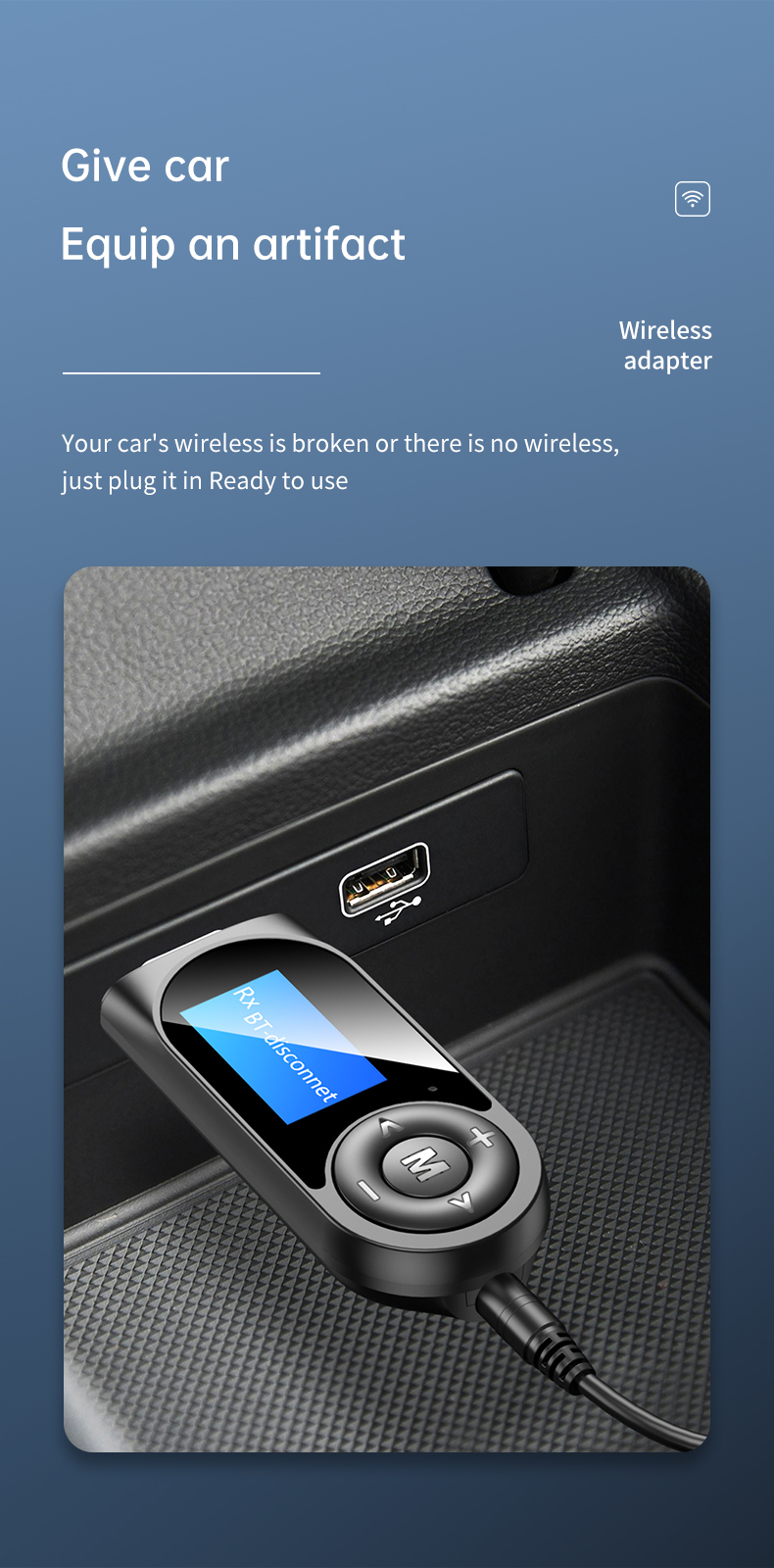 T13 Visual Display Bluetooth 2-in-1 Audio Receiver and Transmitter Visible Wireless Audio Adapter with Microphone for TV Car PC