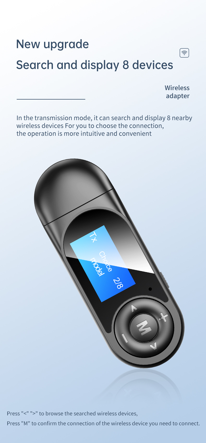 T13 Visual Display Bluetooth 2-in-1 Audio Receiver and Transmitter Visible Wireless Audio Adapter with Microphone for TV Car PC