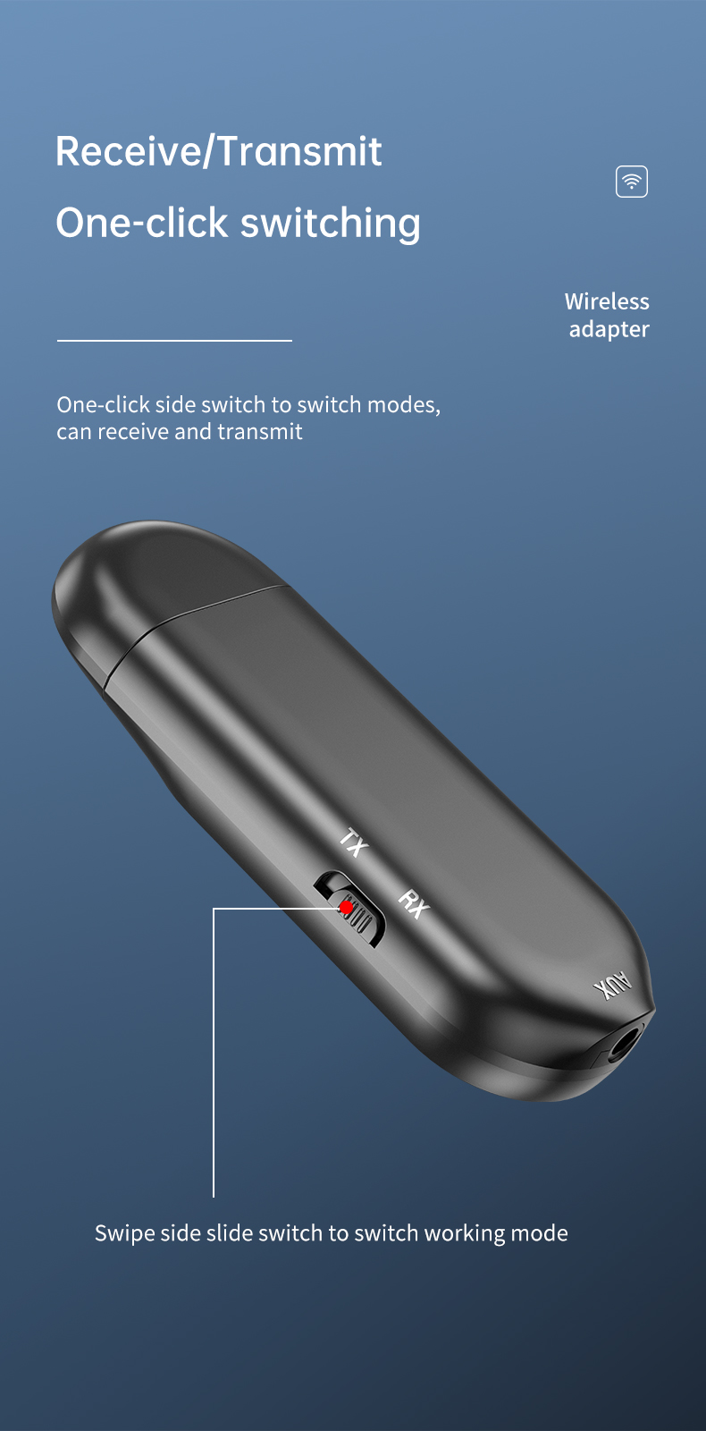 T13 Visual Display Bluetooth 2-in-1 Audio Receiver and Transmitter Visible Wireless Audio Adapter with Microphone for TV Car PC