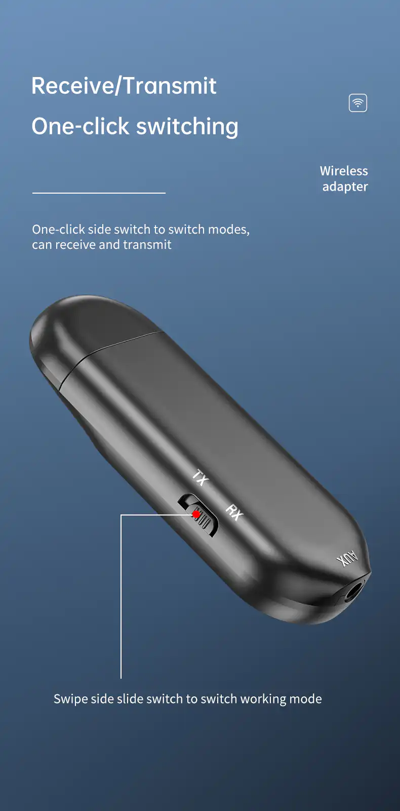 T13 Visual Display Bluetooth 2-in-1 Audio Receiver and Transmitter Visible Wireless Audio Adapter with Microphone for TV Car PC