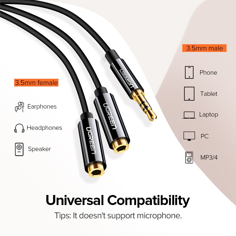 Ugreen 3.5mm Male to 2 Port 3.5mm Female Audio Splitter Cable AV134 in Sri Lanka | ido.lk