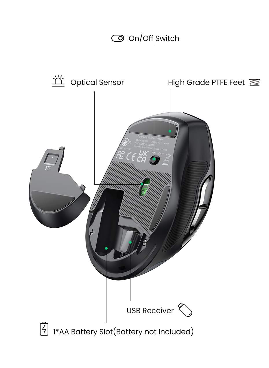 Ugreen Ergonomic Wireless Mouse 90545 MU006 in Sri Lanka | ido.lk