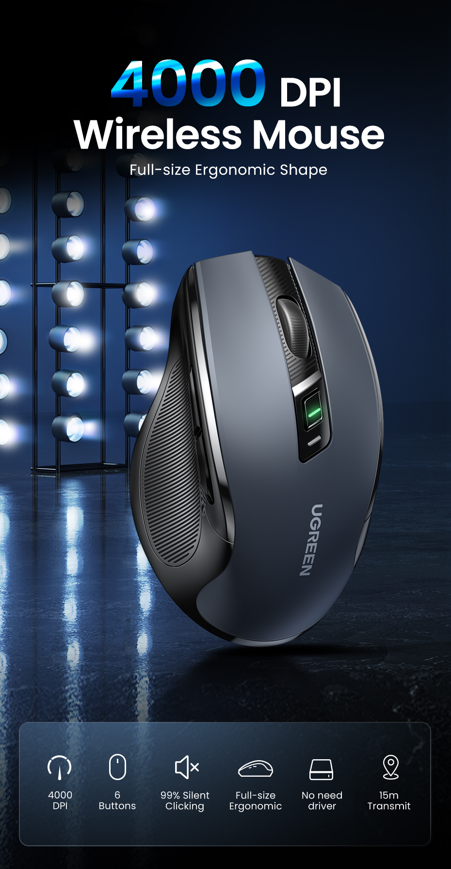 Ugreen Ergonomic Wireless Mouse 90545 MU006 in Sri Lanka | ido.lk