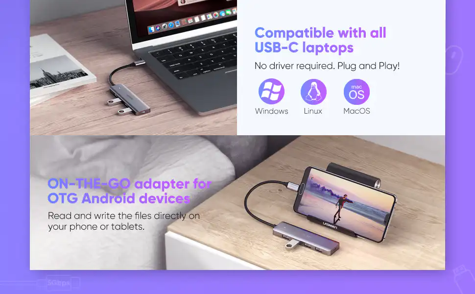 Ugreen USB C 4 Port USB 3.0 HUB 4 in 1 CM219 in Sri Lanka | ido.lk