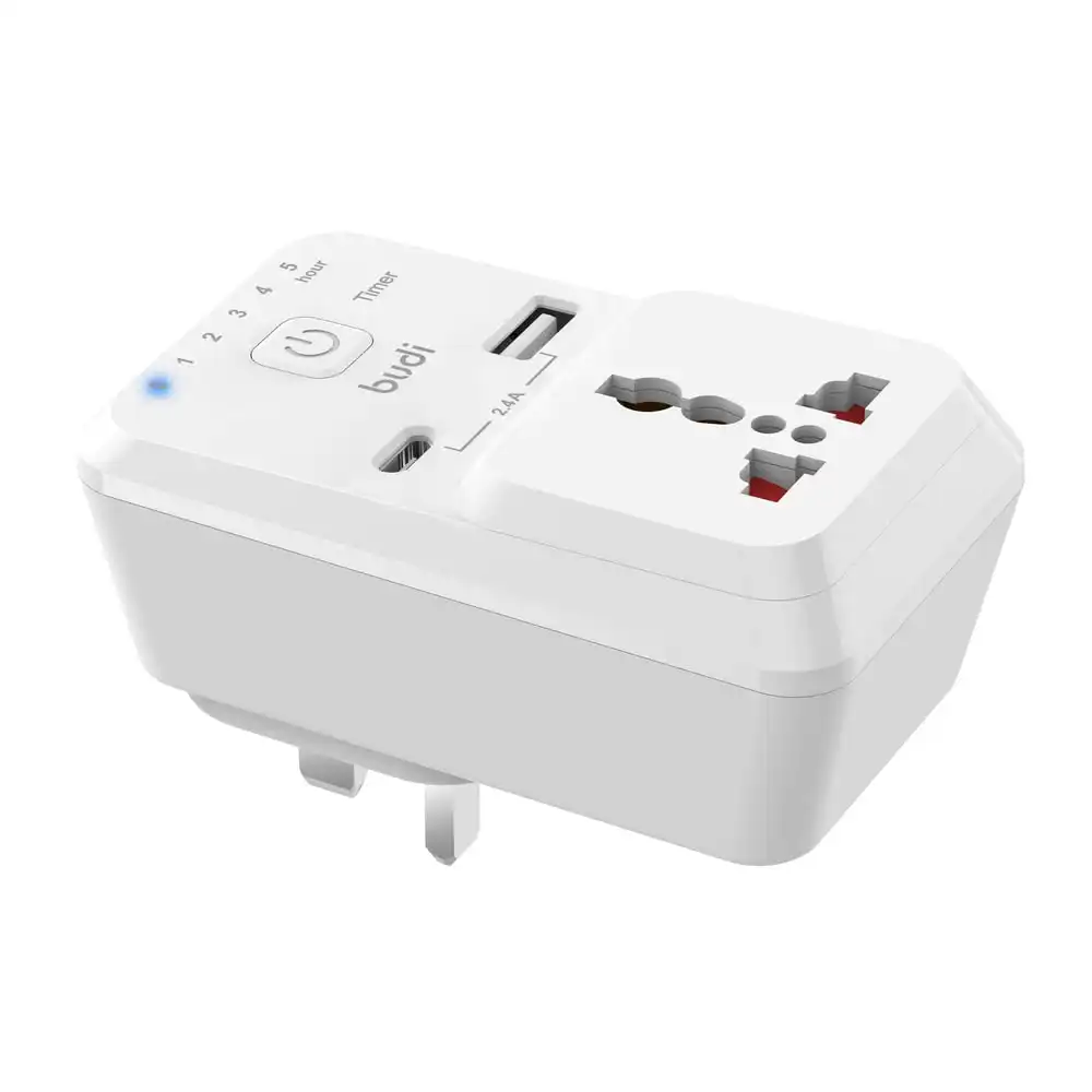 Budi 3 Pin Timer Home Charger 2.4A with USB Type-C Charging Socket in Sri Lanka | ido.lk